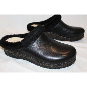 Dansko Women's Magda Waxy Milled Shearling Lined Clogs Black $150